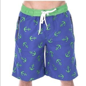 Ashopz Men’s Jake Anchor print swim trunks Blue M